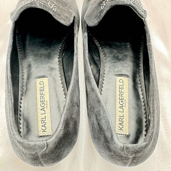 Karl Lagerfeld Nova Floral Studded Black Suede Womens Size 10 Slip On Loafers - Picture 13 of 16